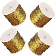 LALAFINA 4 Rolls Elastic Cord for Crafting and Packaging of Decorative Stretch String for Wrapping Jewelry Making and Home Decor for Secure Tying and Sealing