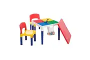 Children's 2-in-1 Building Blocks Table & Chairs Set w/ 100 Blocks