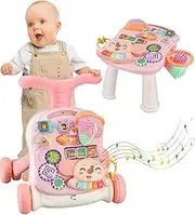 3 in 1 Baby Walker and Activity Center for Baby Girl,Toddler, Learning to Walk, Sit to Stand, Early Learning Push Toys for Infant Boy Girl (Pink)
