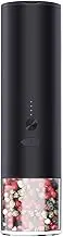 Rechargeable Electric Salt Grinder with White LED Light One Hand Operated Salt Shaker Adjustable Coarseness 120Ml Large Capacity Suitable for Restaurant, BBQ, Kitchen(Black)
