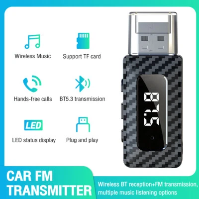 USB Wireless Bluetooth 5.3 FM Transmitter Receiver Audio Adapter 3.5mm Aux Car
