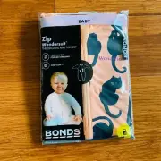 Bonds Baby Halloween Black Cat Orange Zip Wondersuit Size 000 BNIP