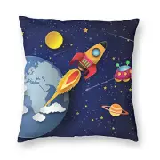 Outer Space Rocket Decorative Throw Pillow Covers Pillows Case Square Cushion