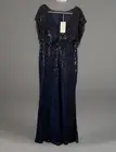 Babeyond Iridescent Sequin Evening Maxi Cocktail Dress Beaded 20’s Navy XL READ