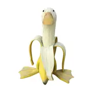 Banana Duck Sculpture Yard Art Creative Statue Garden Outdoor Decor (1 pc) 8x15x8cm