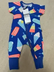 New Baby Bonds Blue Rare Ice Cream Print Zip Wondersuit Newborn 0000 Free Post