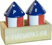 Firecracker 4Th of July Salt and Pepper Shaker Set - Patriotic Red, White and Bl