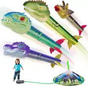 Dinosaur Toy Rocket Launcher, 4 Rockets, Outdoor Fun for Kids Ages 3-12