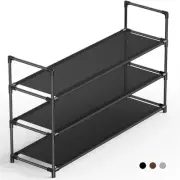 Shoe Rack with Non-Woven FabricStackable Black 3-Tier Shoe Organizer Can Sto