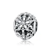 925 Sterling Silver Snowflake Beads For Diy Bracelets & Necklaces