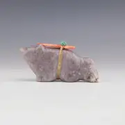 NATIVE AMERICAN ZUNI LEPIDOLITE WOLF FETISH BY LELAND BOONE & DAPHNE QUAM