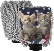 XYMZR Kittens Blue Eyes Absorbent Microfiber Car Wash Mitt, Funny Cute Anime Scratch Free for Cars Cleaning, Home Cleaning Mitts, 2 Pack, 10.24” L x 7.09” W