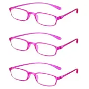 Calabria 718 Flexie Oval Reading Glasses +1.75 Fuschia (3pack) Men/Women Bendabl