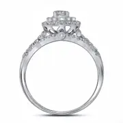 14k Yellow Gold Round Diamond Halo Bridal Wedding Ring Set 1 Cttw (Certified)