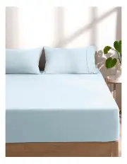 [Dreamaker] Superfine Washed Microfibre Combo Fitted Sheet Set in Ice Blue
