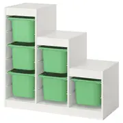 TROFAST storage combination with boxes, white/bright green, 99x44x95 cm