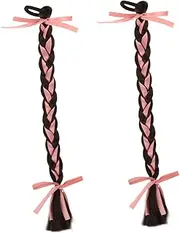 Beavorty 2pcs Hair Extensions for Bubble Ponytail Wig with Ribbon Braided Ponytail Accessories Safe Material Versatile Decorative Hair Wig for Parties and Everyday Use