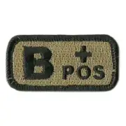VELCRO® BRAND Fastener Morale Patch Blood Type B+ POS Coyote 1x2"