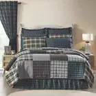 Pine Grove Patchwork Luxury King Quilt. VHC Brands. Green, Black, Tan