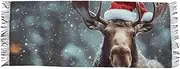 [AIXIWAWA] Women's Pashminas Scarf Christmas Moose Print, Shawls Wrap Lightwight with Tassel for Evening Dress Dinner Party, Multicolor
