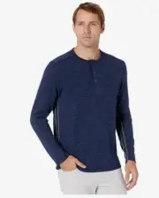 $110.00 Tommy Bahama Men's Coastal Canyon Henley , Bering Blue Heather , 2XLT