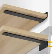 VEVOR Shelf Bracket, 21cmL x 10cmW x 4.5cmH 6 Pcs, Heavy Duty Floating Shelf Brackets, Brackets for Shelves, 5mm Thick Matte Black L Shelf Bracket,Ste