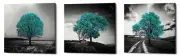 'Vibrant Tree Series: Cyan Triptych (Set of 3)' Canvas Wall Art, 36" x 12"