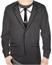Adult TV Show Sterling Archer Long Sleeve Tuxedo Tux Suit Costume T-Shirt Tee