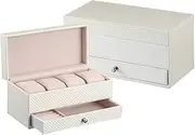 TAOTAOOPK Watch Box Holder Leather 4 Jewelry Case Display Storage Organizer