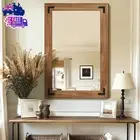 Bathroom Mirror for Wall with Wooden Frame, 20"X28" Solid Wood Vanity Mirror for