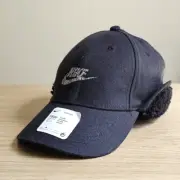 Nike Ear Flap Hat Legacy 91 Youth OSFM Dri-Fit Black Grey Move To Zero NSW Logo