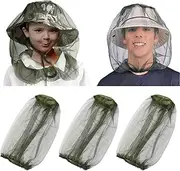 3 Pack Mosquito Prevention Head & Face Covering Mesh, Lightweight Cover Nets for Kids Adults, Outdoor Activities Elastic Band Opening Netting Protect from Insects (Hat Not Included)