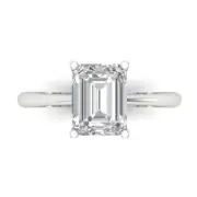 14K White Gold Solitaire Promise Ring, 2.5 ct Radiant Cut Simulated Diamond