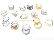 wholesale 24 sets (48 rings) wedding cz engagement stackable two rings set