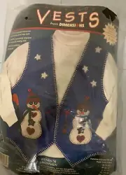 New Vintage 1996 Felt Vest Kit Applique Snowmen & Stars From Dimensions