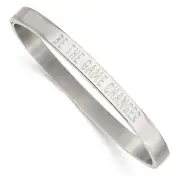 Stainless Steel Polished Be the Game Changer 6mm Hinged Bangle Bracelet