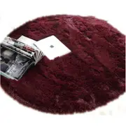 Red Fluffy Faux Fur Round Rug Kids Room Plush Shaggy Rugs Rugs & Carpets