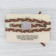 New Cordelia Nina Wynn Necklace Woven Brown Leather Tags Druzy Quartz