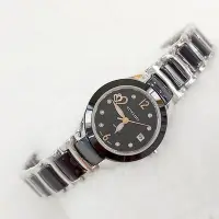 在飛比找Yahoo!奇摩拍賣優惠-日本Tivolina黑陶瓷銀邊手錶28mm/小愛心/黑陶瓷錶