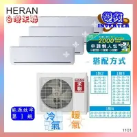 在飛比找樂天市場購物網優惠-HERAN 禾聯 3-5坪 變頻自由配冷暖型-室內機 HI-