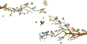 AIMALL130 * 65CM Removable Wall Stickers Birds on Tree Branch Wall Decor Decal Home，Easy Peel & Stick, Non-Toxic，Ideal for Living Room, Bedroom, Bathroom Decor