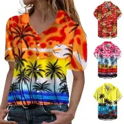 Women's Fashionable Hawaiian Shirt Beach Shirt Casual Top Flower Shirt