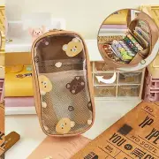 Kawaii Brown Pencil Pouch - Cute & Aesthetic Stationery Case for Teen Girls