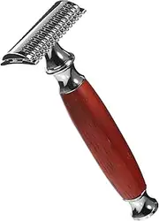 Beavorty Manual Beard Shaver Razor Rosewood Handle Men's Safety Razor Tool Vintage Style Reusable Ergonomic Grip