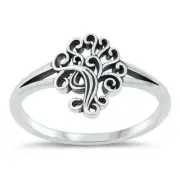 Vintage Oxidized Tree of Life Unique Ring New .925 Sterling Silver Sizes 4-10