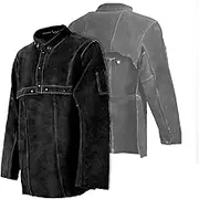 LeaSeek Leather Welding Jacket, Flame-Resistant Heavy Duty Split Cowhide Leather Open Back Welder Jacket for Men & Women
