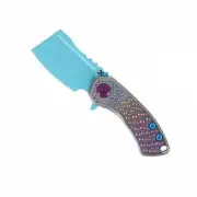 Kansept Mini Korvid Folding Knife Gradient Dimpled Ti Handle S35VN Blue K3030A10