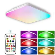 Wireless Remote Control RGBCW Full Color Temperature LED Ceiling Lamp 11 inch 24W Square Dimming and Color Matching Regular Home Lighting Holiday Decoration At