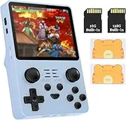 Retro Handheld Game Console RGB20S - 3.5in Screen HD WiFi Retro Gaming Console with 2500 Classic Games & 3500mAh Battery for Linux System (16GB +128GB) (Blue)