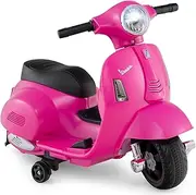 HONEY JOY Licensed Vespa Kids Ride on Motorcycle, 6V Battery Motorbike with LED Headlight & Horn Sound, Electric Ride on Car with Training Wheels for Boys & Girls 18-36 Months Old (Pink)